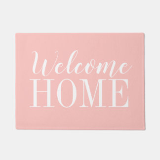 Minimalist pink modern trendy script doormat