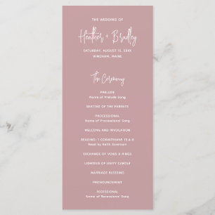 Minimalist Pink Modern Wedding Program