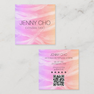 Minimalist Pink Painting QR Code Social Icons Square Business Card