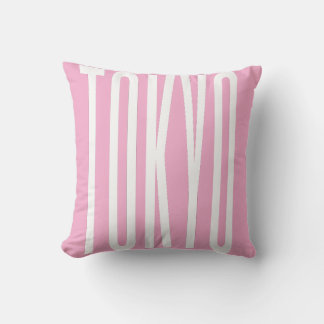 Minimalist pink pastel colours Tokyo typography Throw Pillow