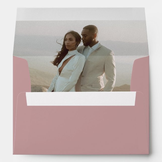 Minimalist Pink Photo Modern Wedding Envelope (Back (Bottom))