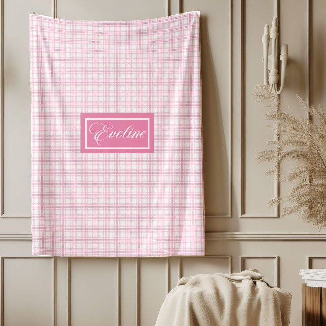 Minimalist Pink Plaid Blanket Personalized Cozy Ar (Minimalist Pink Plaid Blanket Personalized Cozy Art)
