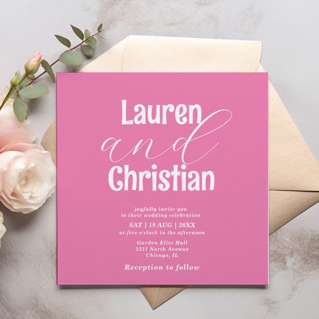 Minimalist Pink Scripture Wedding Invitation (Creator Uploaded)
