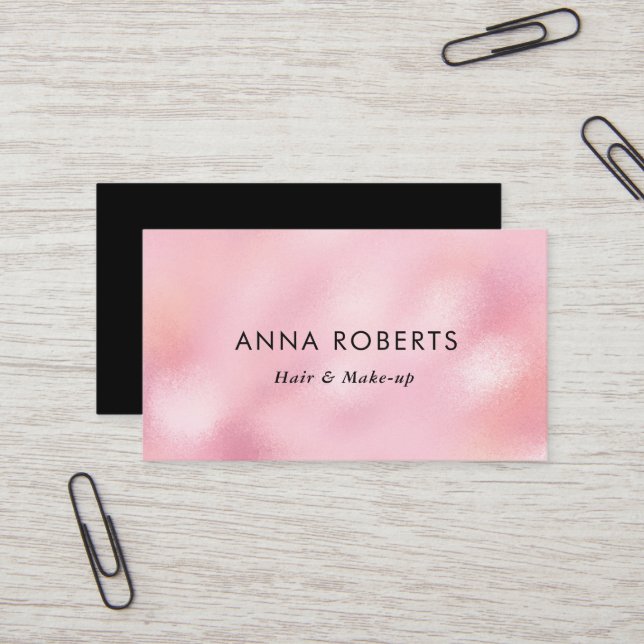 Minimalist pink shimmer business card (Front/Back In Situ)