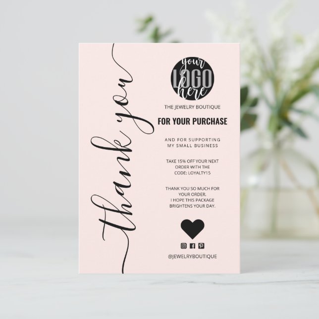 Minimalist Pink Signature Script Order Thank You (Standing Front)