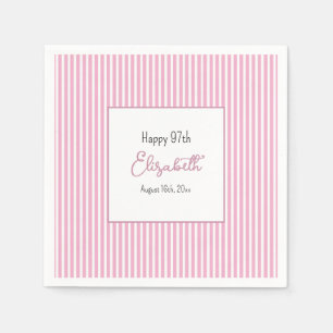 Minimalist Pink Stripes 97th Birthday Napkin