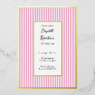 Minimalist Pink Stripes Gold 73rd Birthday 