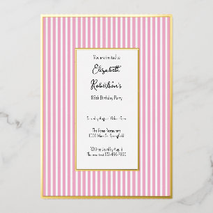 Minimalist Pink Stripes Gold 88th Birthday