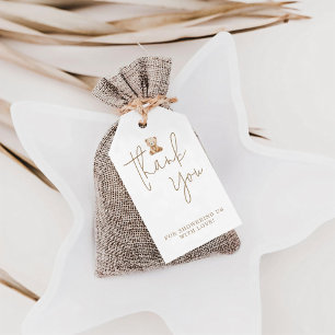Minimalist Pink Teddy Bear Baby Shower Thank You  Gift Tags
