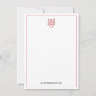 Minimalist Pink Tiger Personalized Name Blush Pink Card