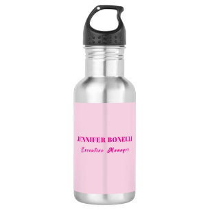 Minimalist pink trendy personalized customize name 532 ml water bottle