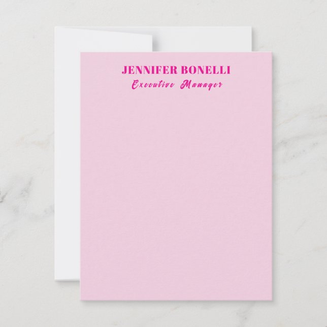 Minimalist pink trendy personalized customize name card (Front)