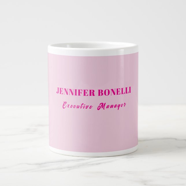 Minimalist pink trendy personalized customize name large coffee mug (Front)