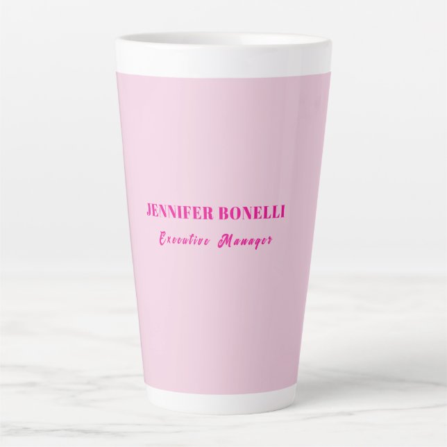 Minimalist pink trendy personalized customize name latte mug (Front)