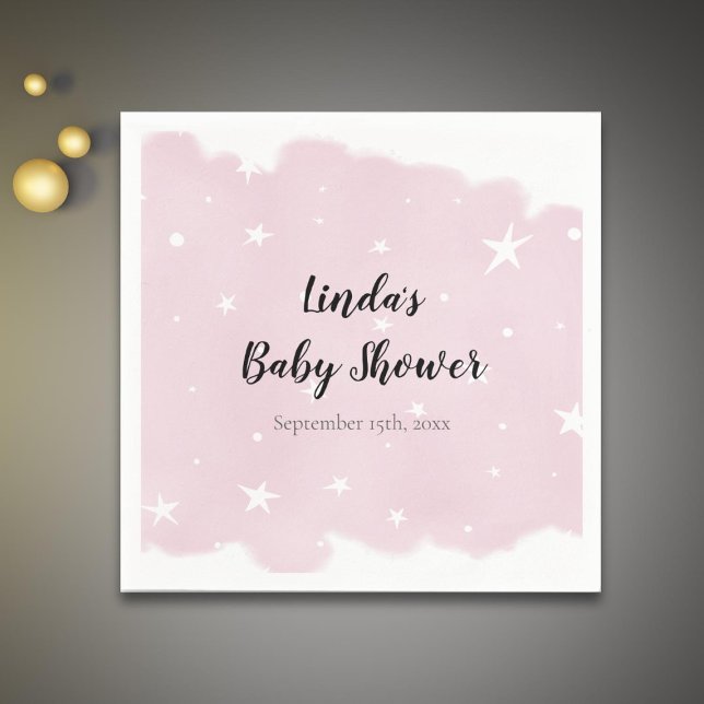 Minimalist Pink Watercolor Baby Shower Napkin (Creator Uploaded)