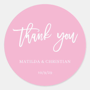 Minimalist Pink Wedding  Classic Round Sticker