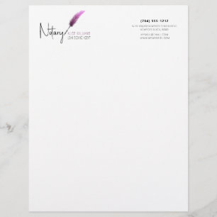 Minimalist Pink & White Simple Modern Notary Letterhead