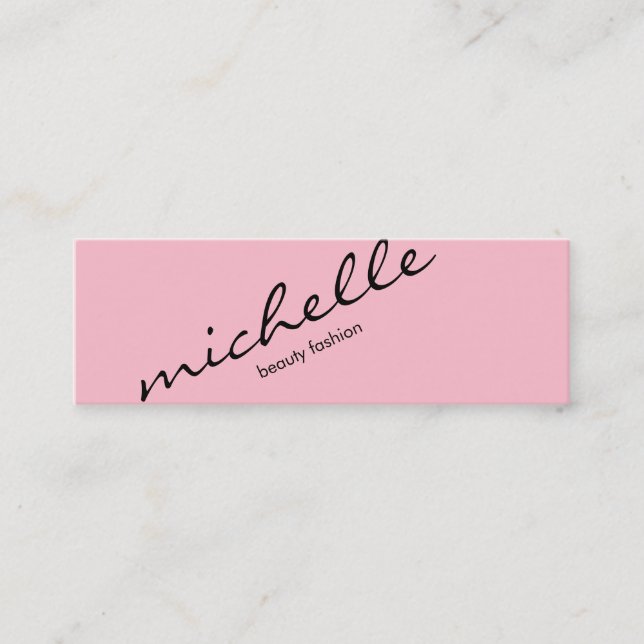 Minimalist Pink with Cursive Text Mini Business Card (Front)