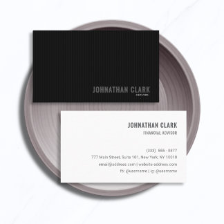 Minimalist Pinstripe Black & White Business Card