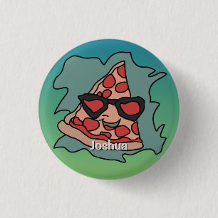 Minimalist Pizza with Sunglasses 1 Inch Round Button