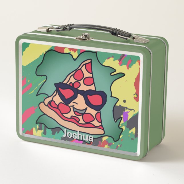 Minimalist Pizza with Sunglasses  Metal Lunch Box (Front)