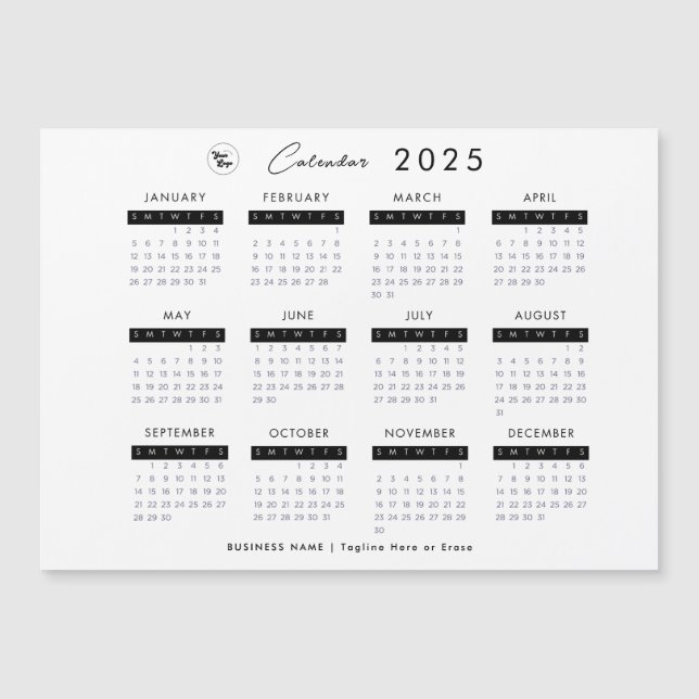 Minimalist Plain 2023 Calendar with Business Logo  Magnetic Invitation (Front)