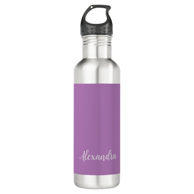 Minimalist Plain Add Name Lavender Calligraphy 710 Ml Water Bottle (Front)