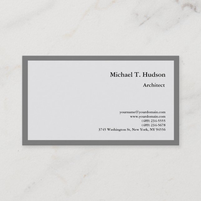 Minimalist Plain Architect Grey Premium Silk Business Card (Front)