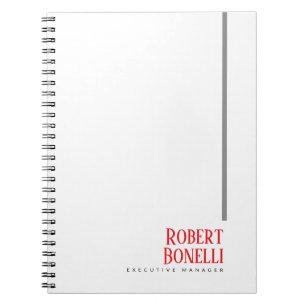 Minimalist Plain Black Red & White Modern Plain Notebook