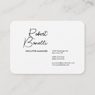 Minimalist Plain Black & White Modern Lovely Linen Business Card