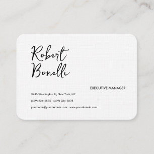 Minimalist Plain Black & White Modern Lovely Linen Business Card
