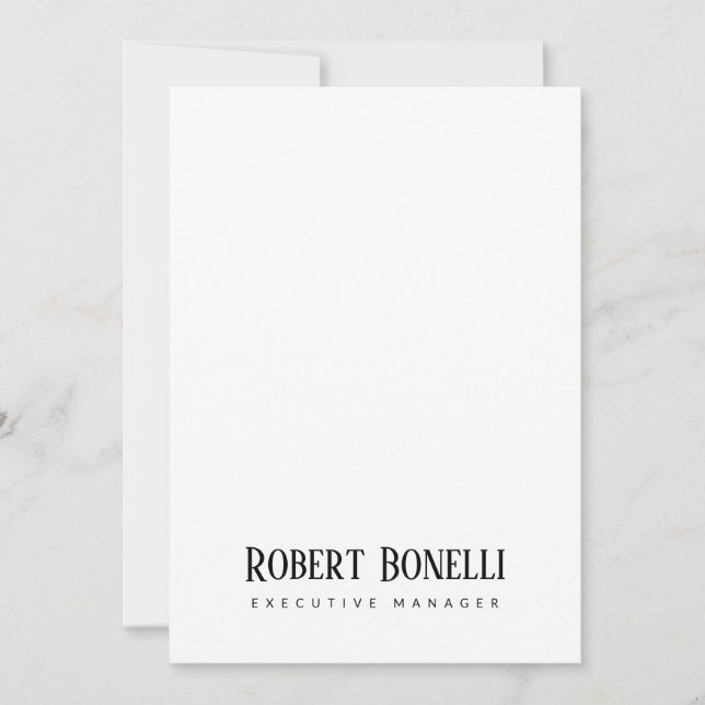 Minimalist Plain Black & White Modern Plain Card (Front)