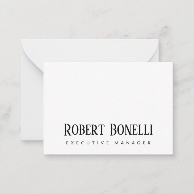 Minimalist Plain Black & White Modern Plain Card (Front)