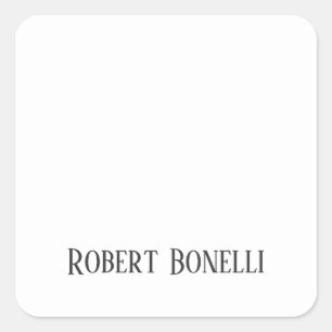 Minimalist Plain Black & White Modern Plain Square Sticker