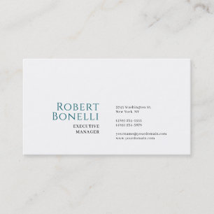 Minimalist Plain Blue & White Modern Business Card