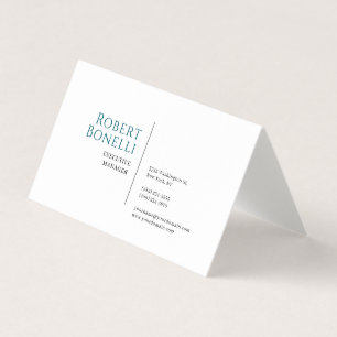 Minimalist Plain Blue & White Modern Premium Linen Business Card