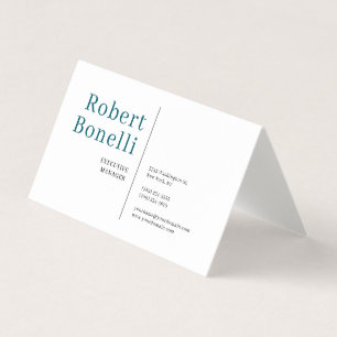 Minimalist Plain Blue & White Modern Premium Linen Business Card