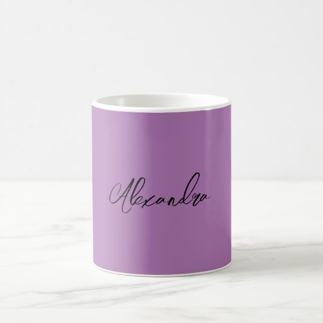 Minimalist Plain Calligraphy Own Name Lavender Coffee Mug (Center)