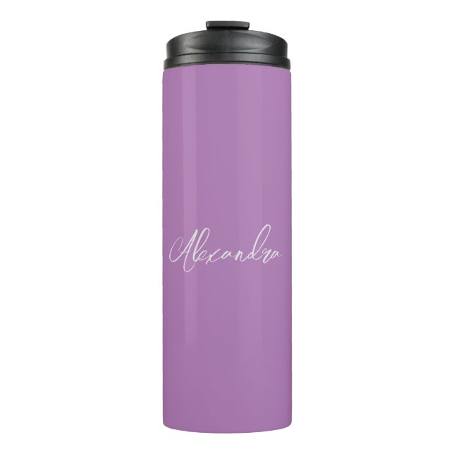 Minimalist Plain Calligraphy Own Name Lavender Thermal Tumbler (Front)