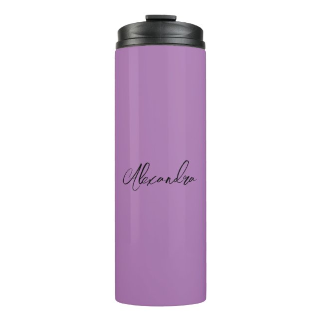 Minimalist Plain Calligraphy Own Name Lavender Thermal Tumbler (Front)