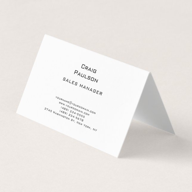Minimalist Plain Classical Black & White Business Card (Front)