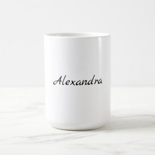 Minimalist Plain Classical Own Name Black White Coffee Mug
