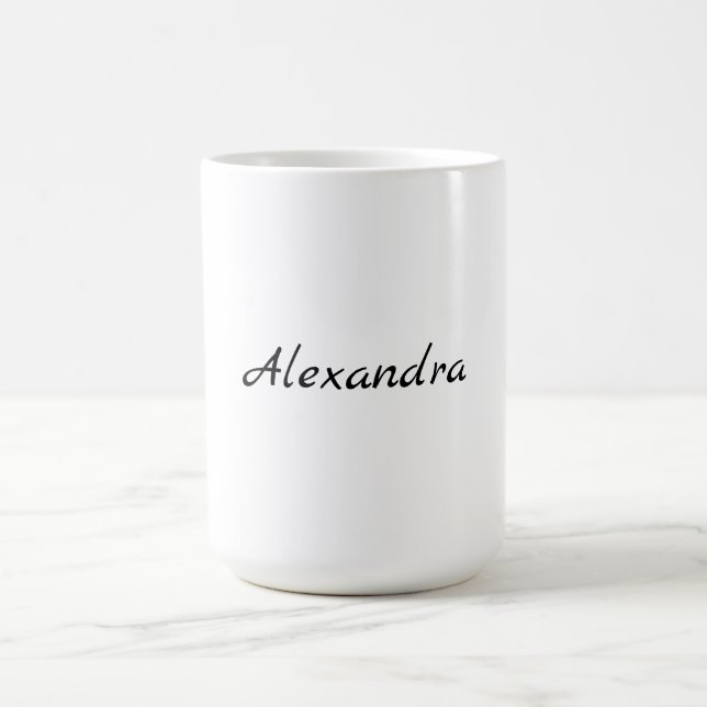 Minimalist Plain Classical Own Name Black White Coffee Mug (Center)