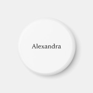 Minimalist Plain Classical Own Name Black White Magnet