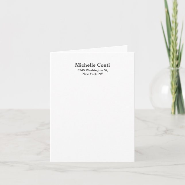 Minimalist Plain Elegant Legible Modern  Note Card (Front)