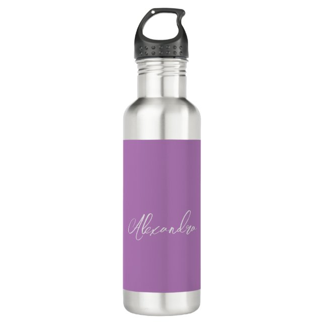 Minimalist Plain Handwritten Own Name Lavender 710 Ml Water Bottle (Front)