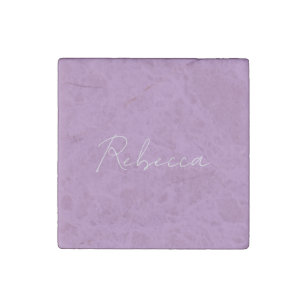 Minimalist Plain Handwritten Own Name Lavender Stone Magnets