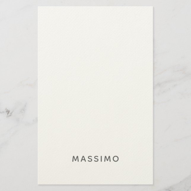Minimalist Plain Modern Add Own Name Stationery (Front)