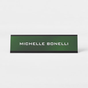 Minimalist Plain Modern Dark Green Black Desk Name Plate