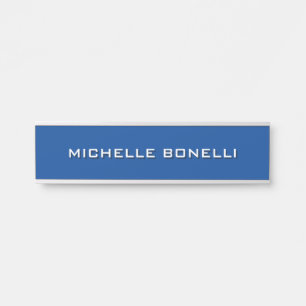 Minimalist Plain Modern Deep Blue Door Sign